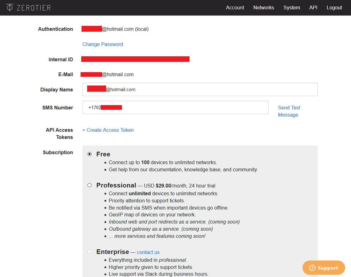 ZeroTier Management Interface