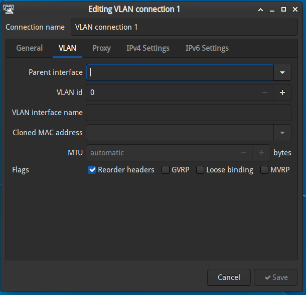 Linux Network Manager VLAN Details